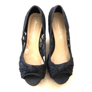 Cute black lace wedges